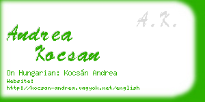 andrea kocsan business card