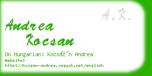 andrea kocsan business card